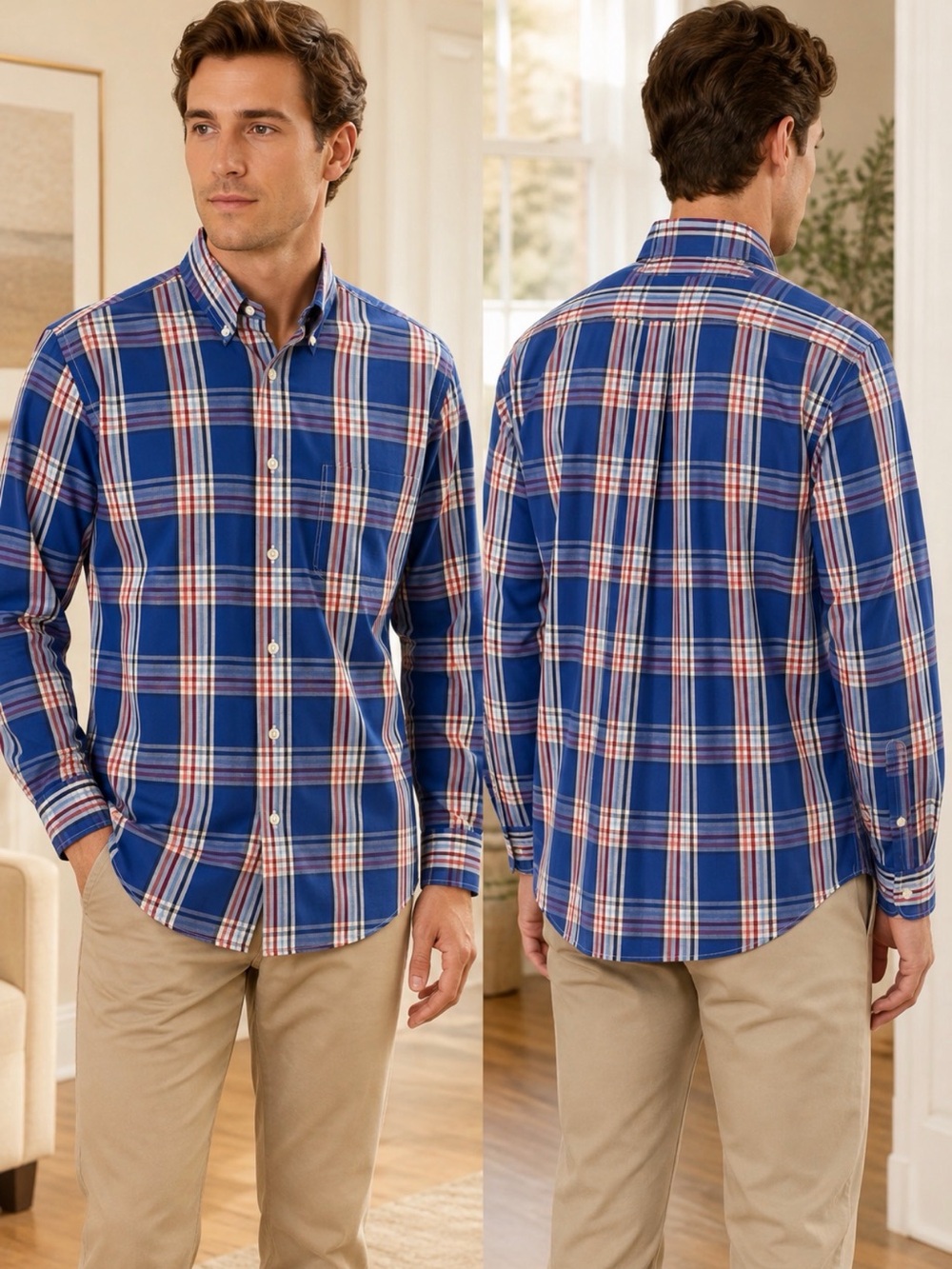 Brooks Brothers Regent L Non-Iron Supima Cotton Blue Plaid Shirt